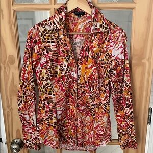 Etcetera Multicolor Printed Button-Down Shirt in Pink, Orange & Brown